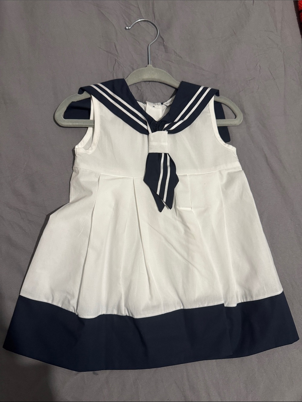 Beatrice and George Navy & White Sailor Dress for baby